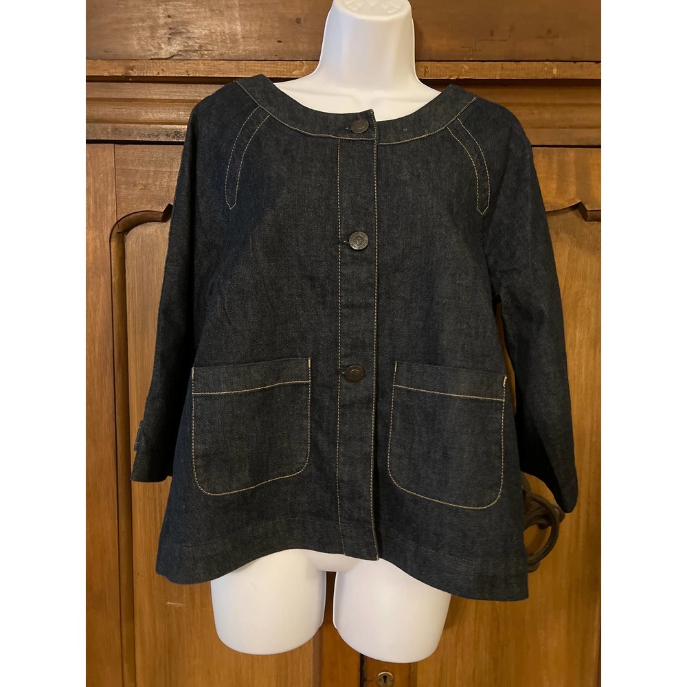 Ann Klein NWT Blue Jean Jacket 3/4 Sleeves Size Large